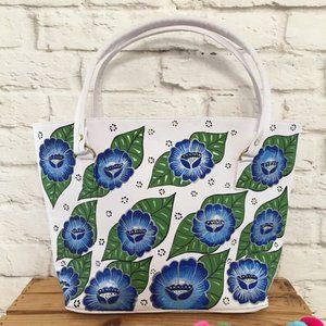 Hand Painted Mexican Purse Handbag Tote Bag - Faux Leather Bag